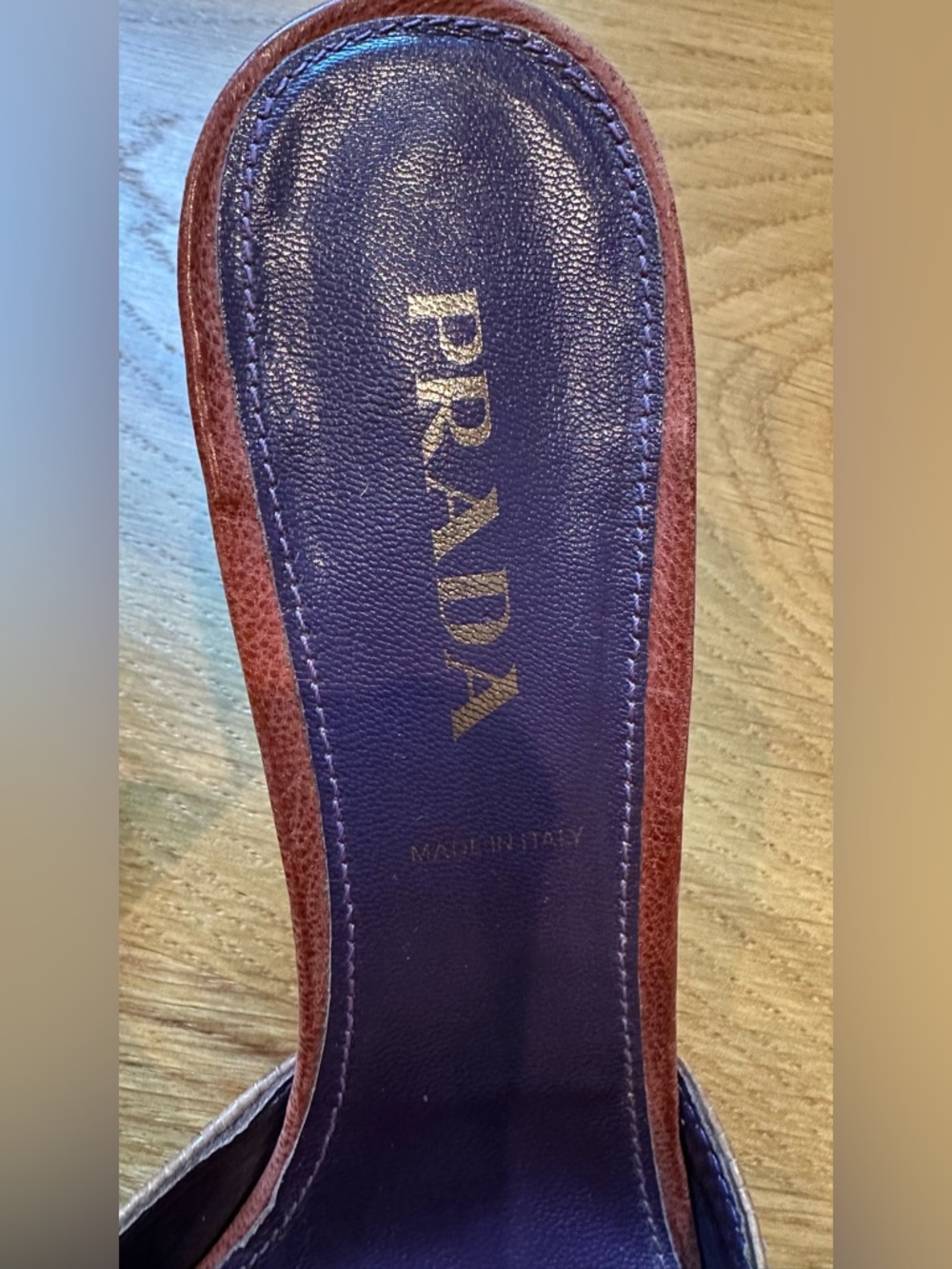 🤎 Vintage PRADA leather pointed-toe Slide Kitten Heels 🤎 - Picture 2 of 6